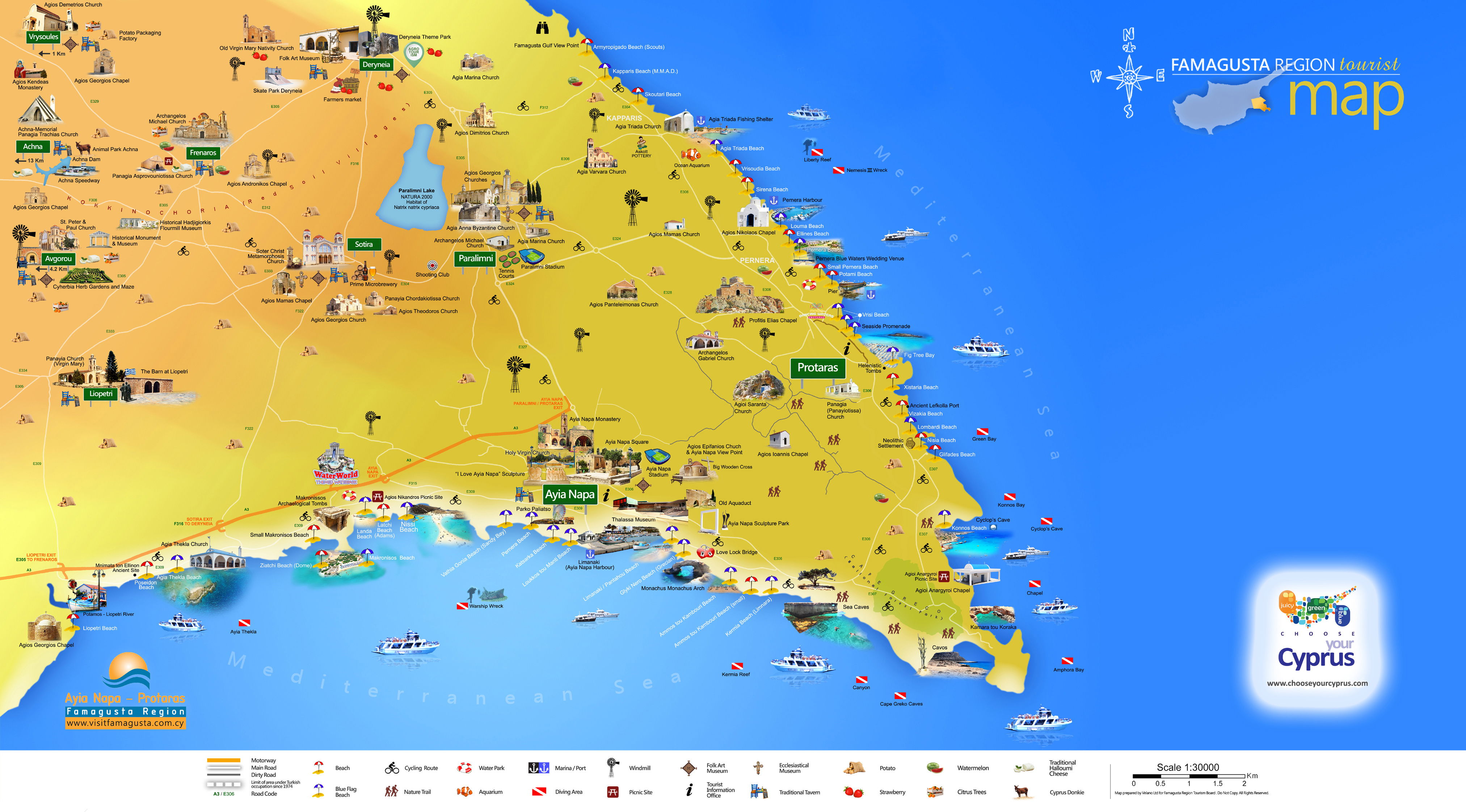 Карта напы. Пляжи Айя Напы на карте. Лучшие пляжи Айя Напы на карте. Famagusta Map. Карта Айа-Напы с пляжами и отелями.