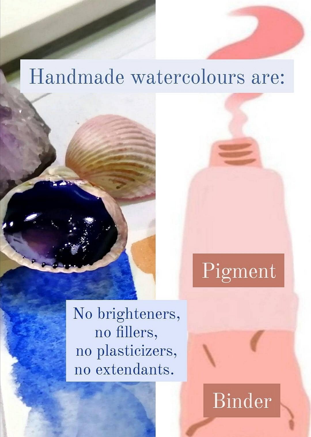 Handmade watercolors have no fillers