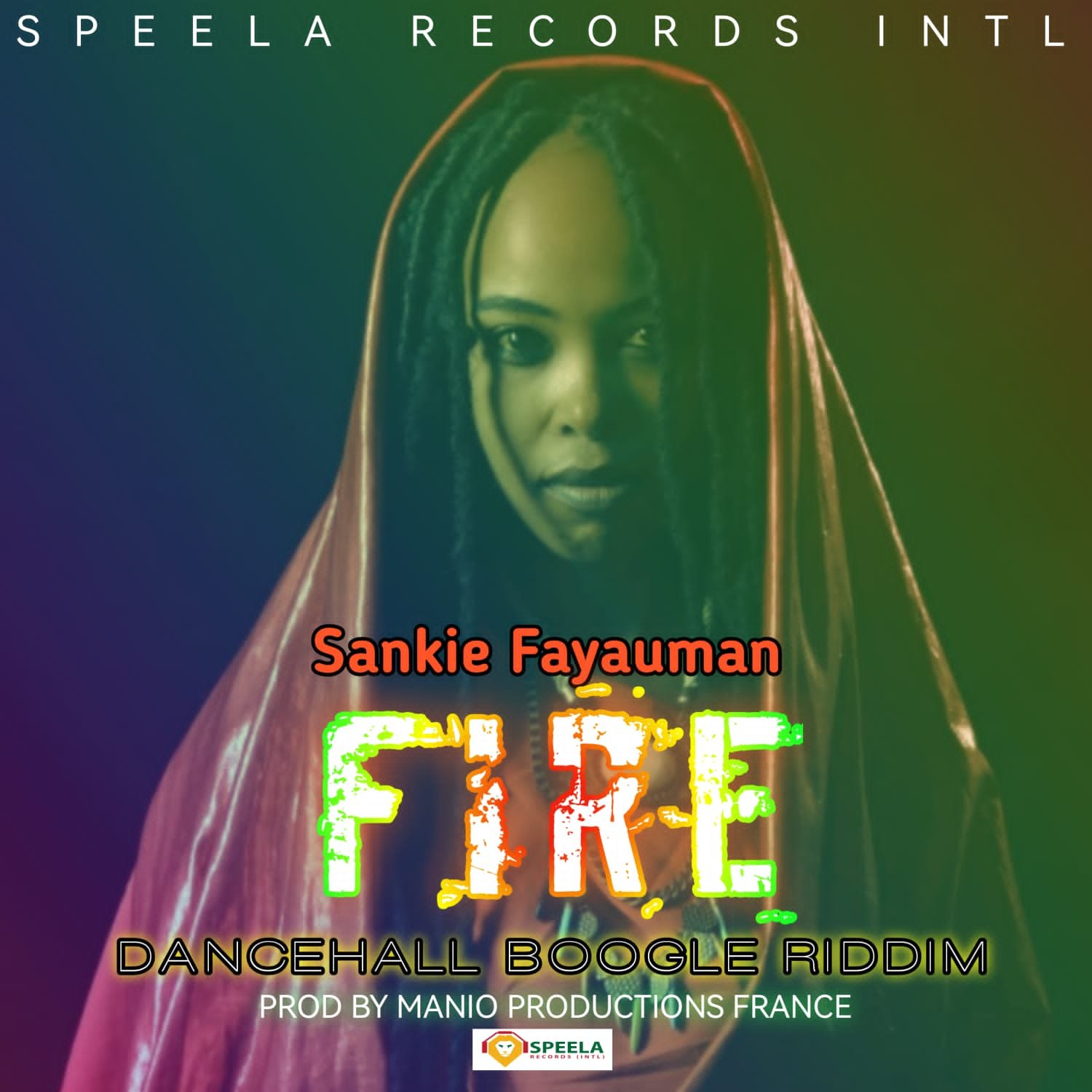 Cover art of Sankie Fayahuman Fire song on the Dancehall Boogle Riddim