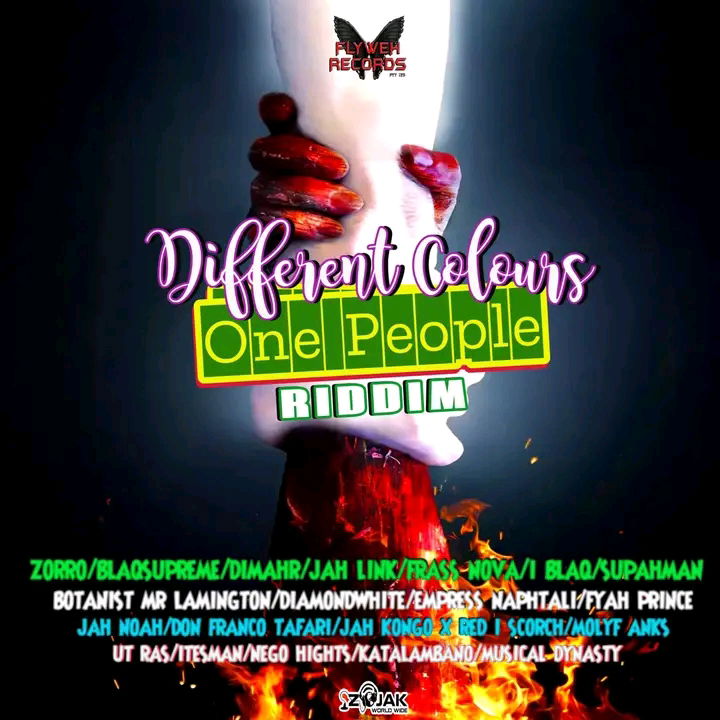 Different Colours One People Riddim Cover produced By Flyweh Records 