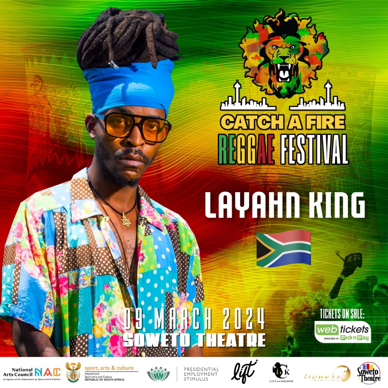 Layahn king poster for catch a fire reggae festival 2024