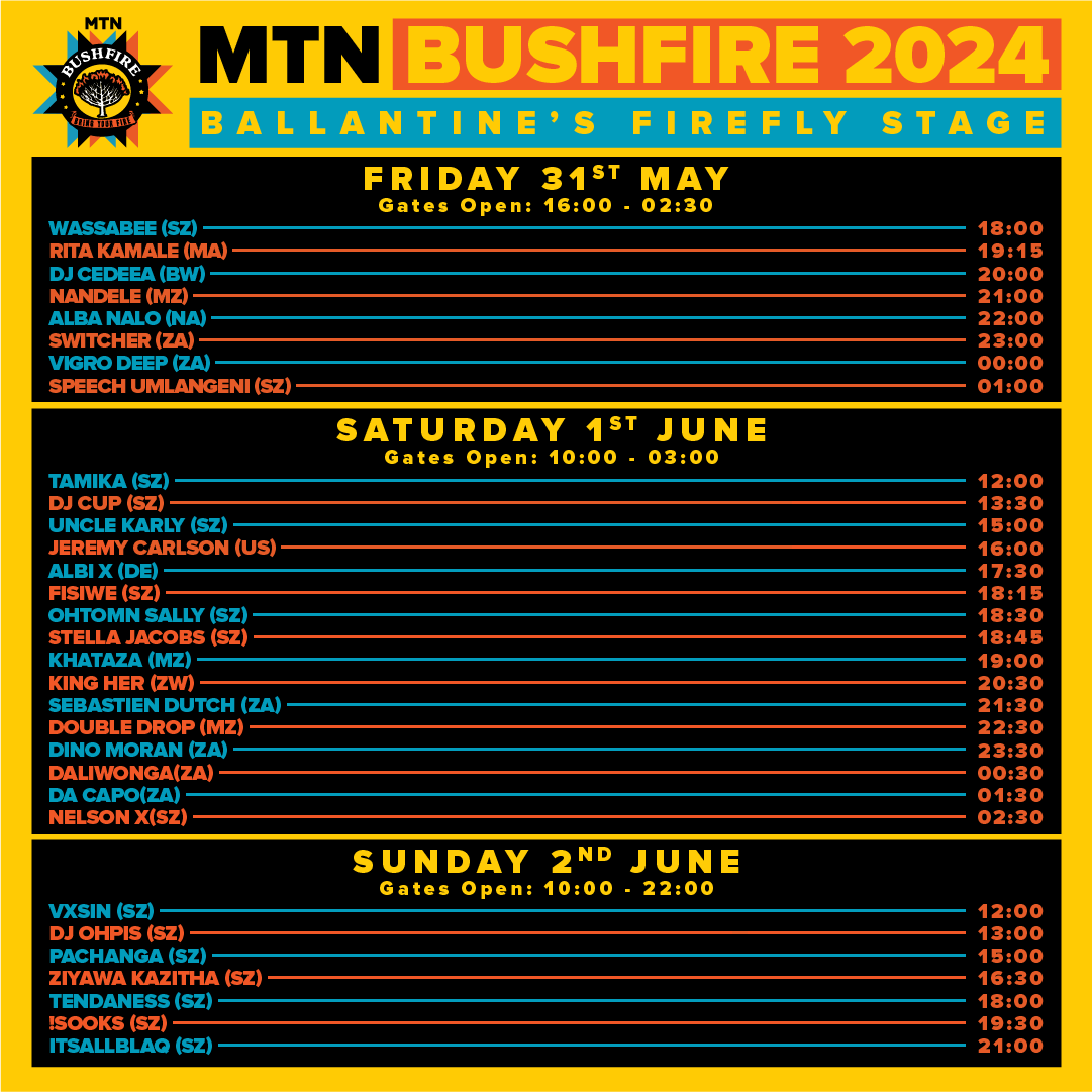 MTN Bushfire 2024 Firefly stage line up