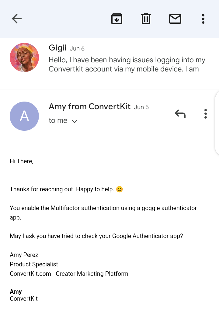 Convertkit email support