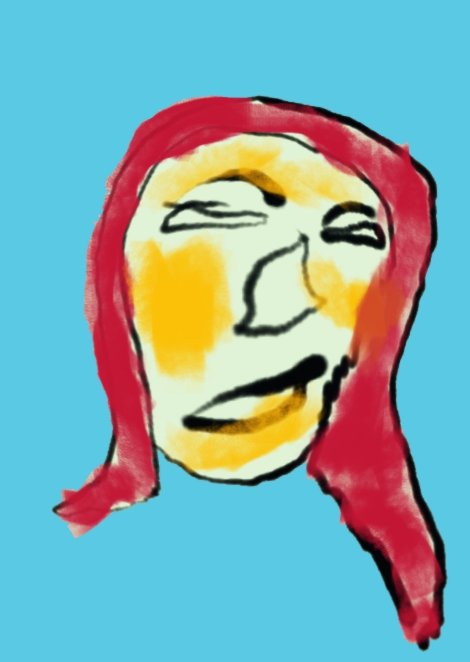 A digital painting of a woman with red hair.