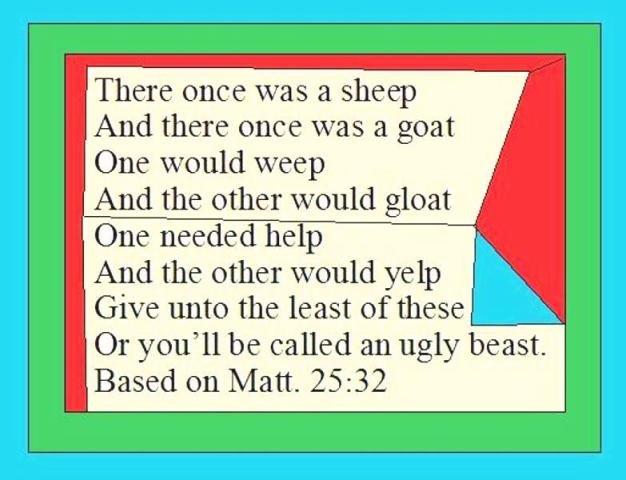 A poem about Jesus separating sheep from goats.