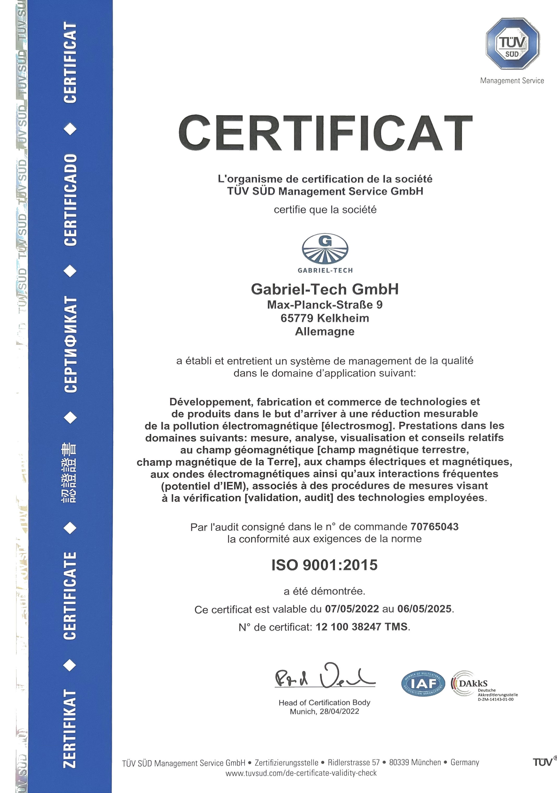 Gabriel-Technologie FR - Entreprise certifiée ISO 9001:2015