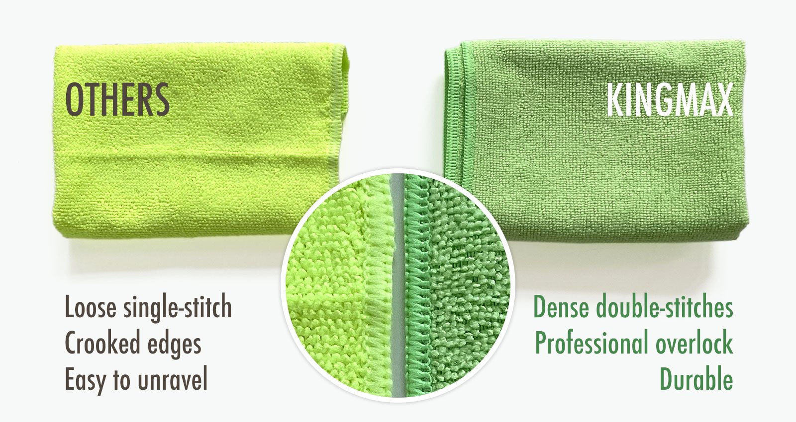 Made from AA recycled microfiber yarn, KINGMAX Great Towel is an eco-friendly durable towel that can withstand 100s of washing. Besides, it is also a bleachable towel, an antibacterial cleaning cloth.