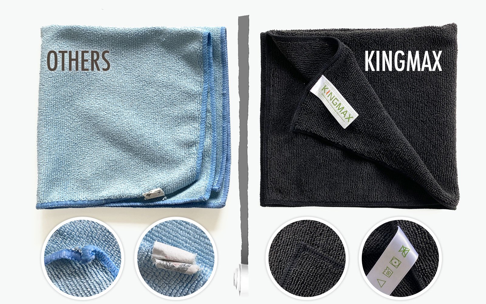 KINGMAX Great Towel is an eco-friendly durable towel that made from AA recycled microfiber yarn that can hold shapes and detail qualities after hundreds of laundry. Besides, it is also a bleachable and antibacterial cleaning cloth.