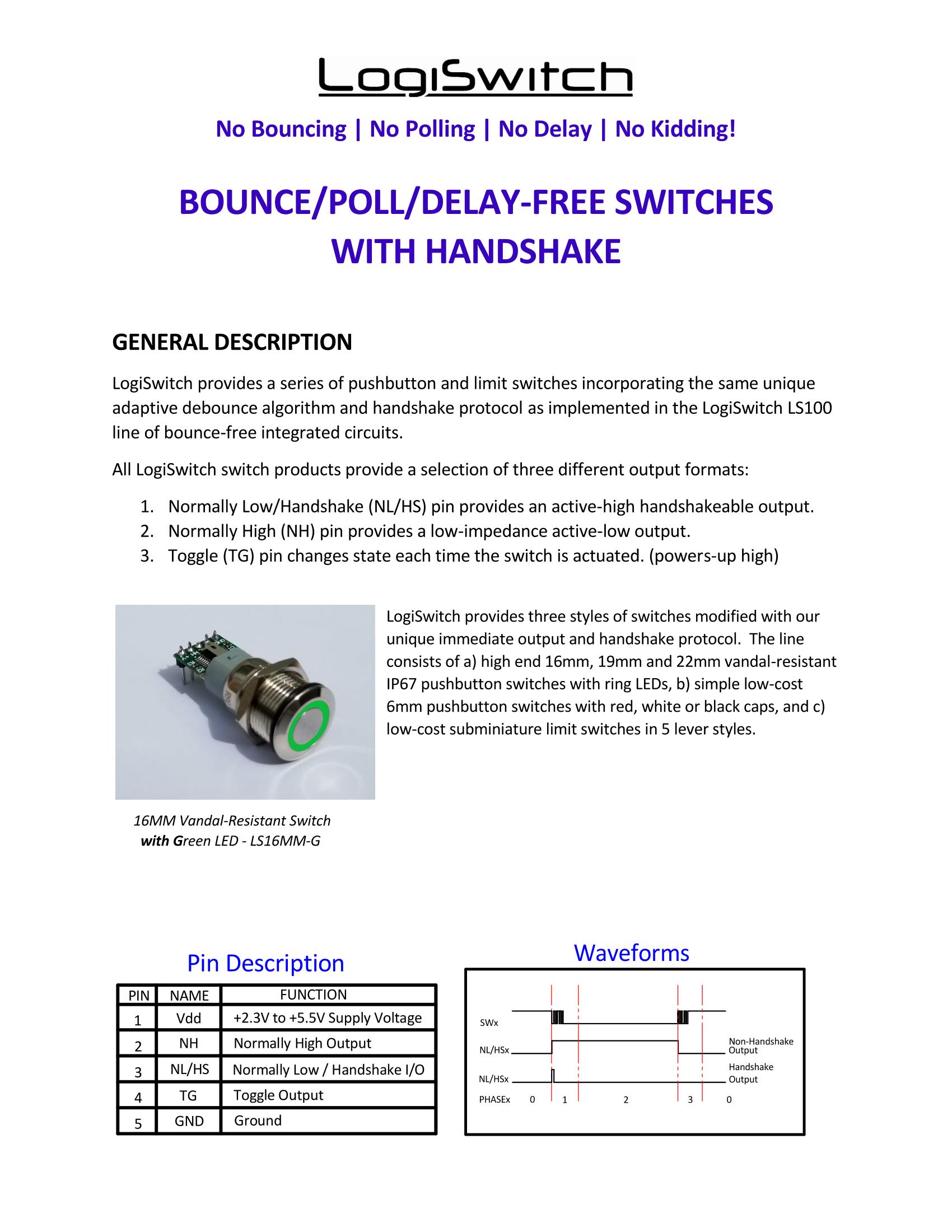 Bounce Free Switches Pushbutton and Micro Limit Switches