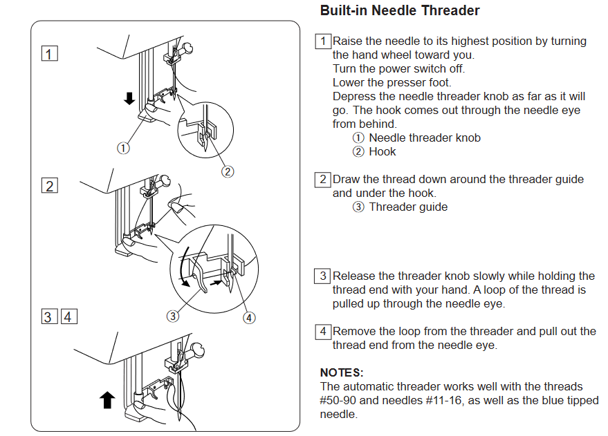 Needle threader attachment for janome DC3050 and many others The