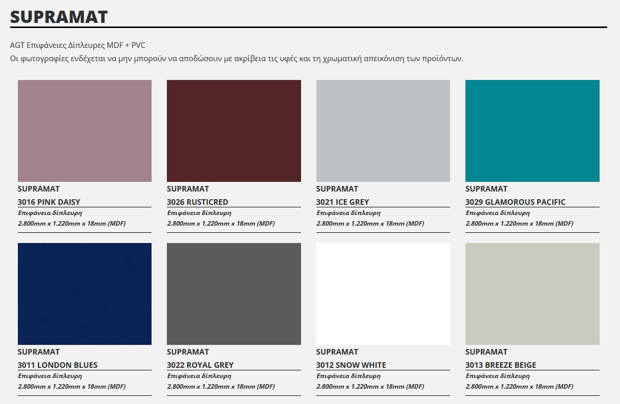 Selection MDF in acrylic finishes