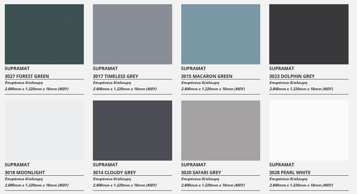 Selection MDF in acrylic finishes