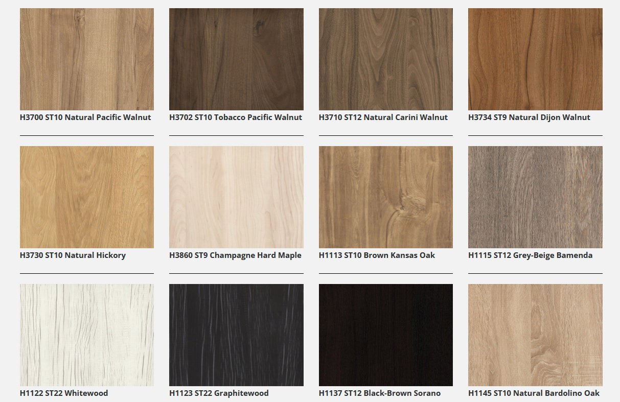 Selection embossed & smooth melamines