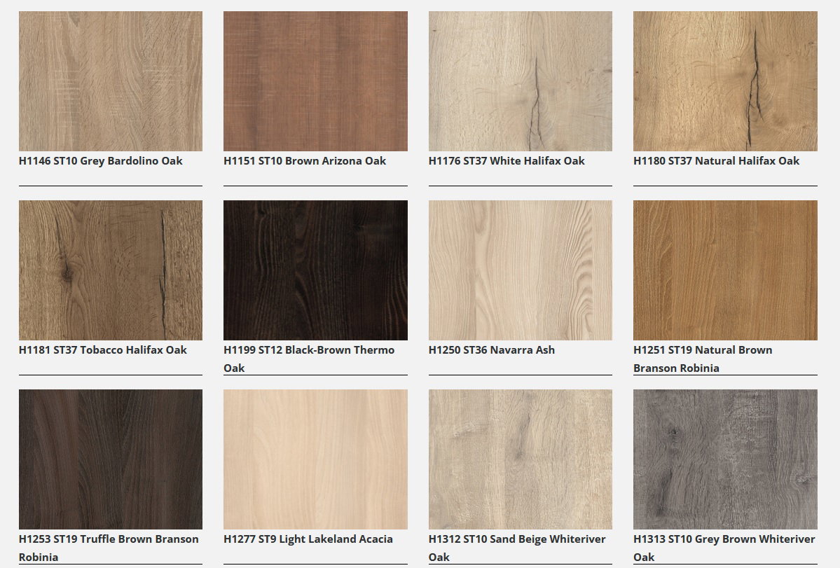 Selection embossed & smooth melamines