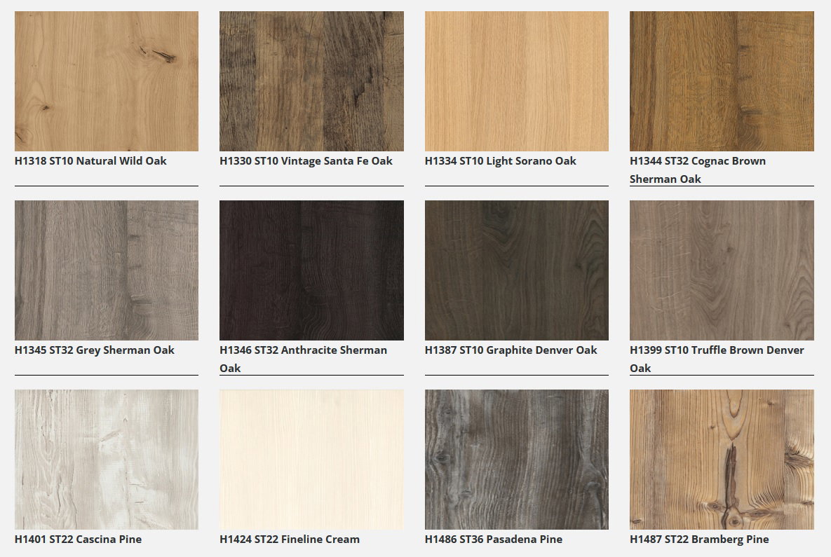 Selection embossed & smooth melamines