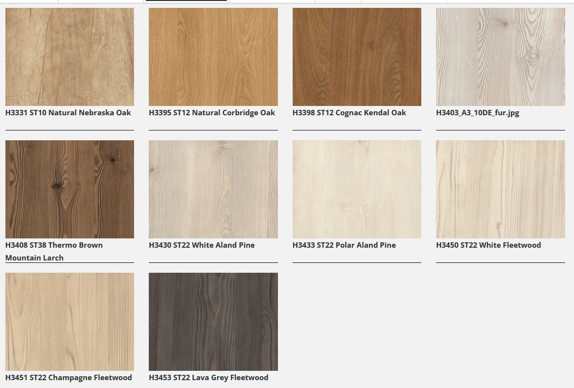 Selection embossed & smooth melamines