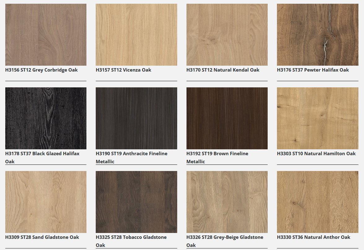 Selection embossed & smooth melamines