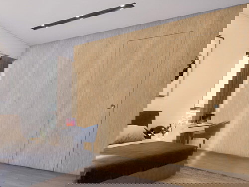 Εσωτερικές πόρτες με κρυφή κάσα αλουμινίου χωνευτή στον τοίχο.