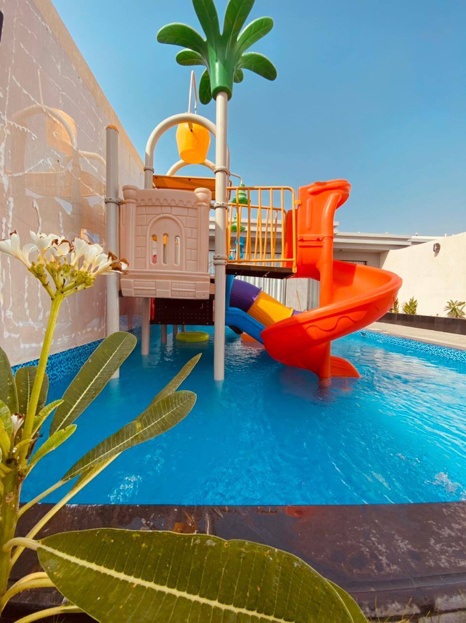 Chalet with water games