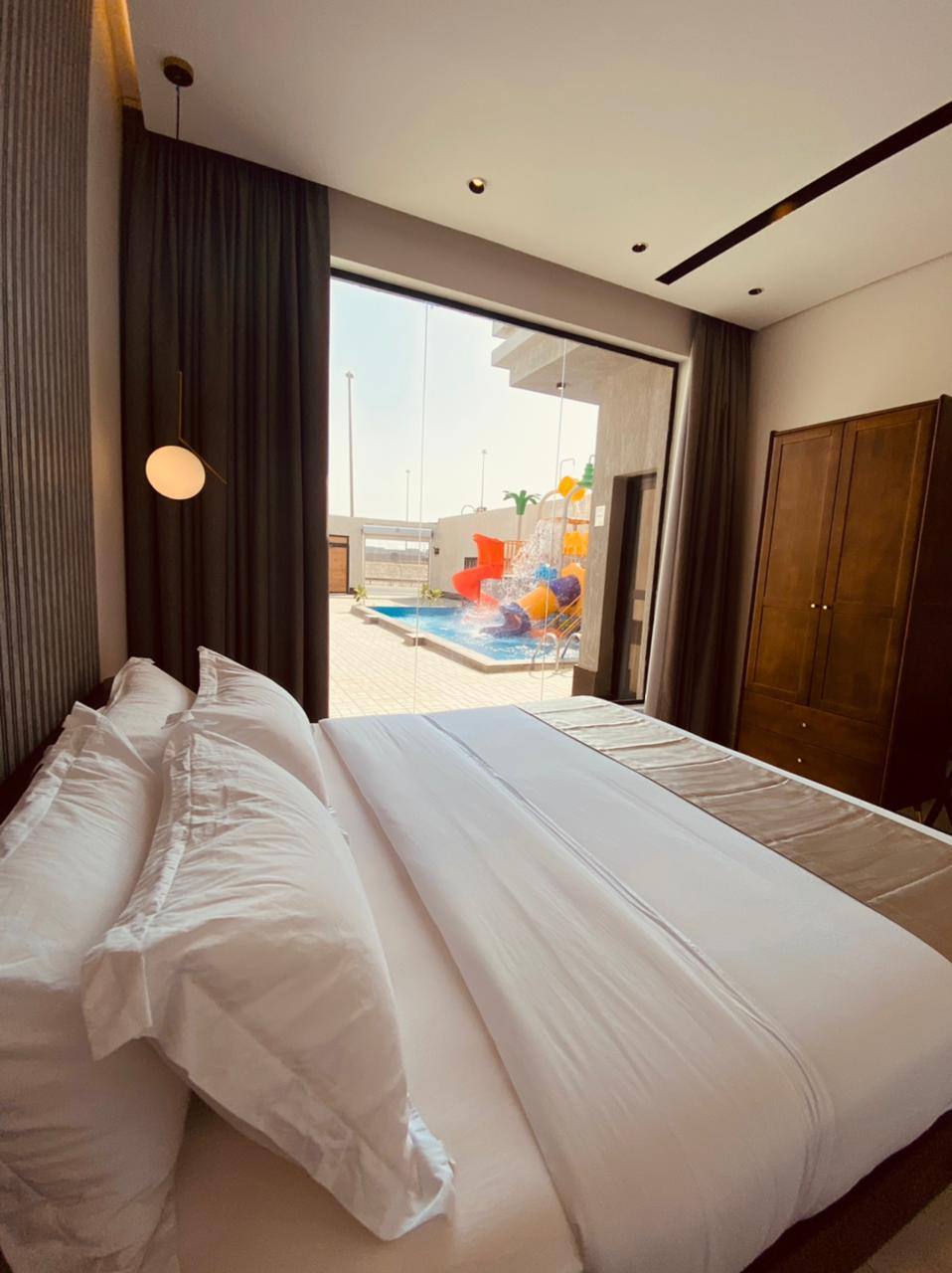 Chalet with water games