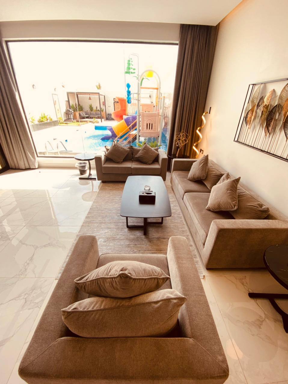 Chalet with water games