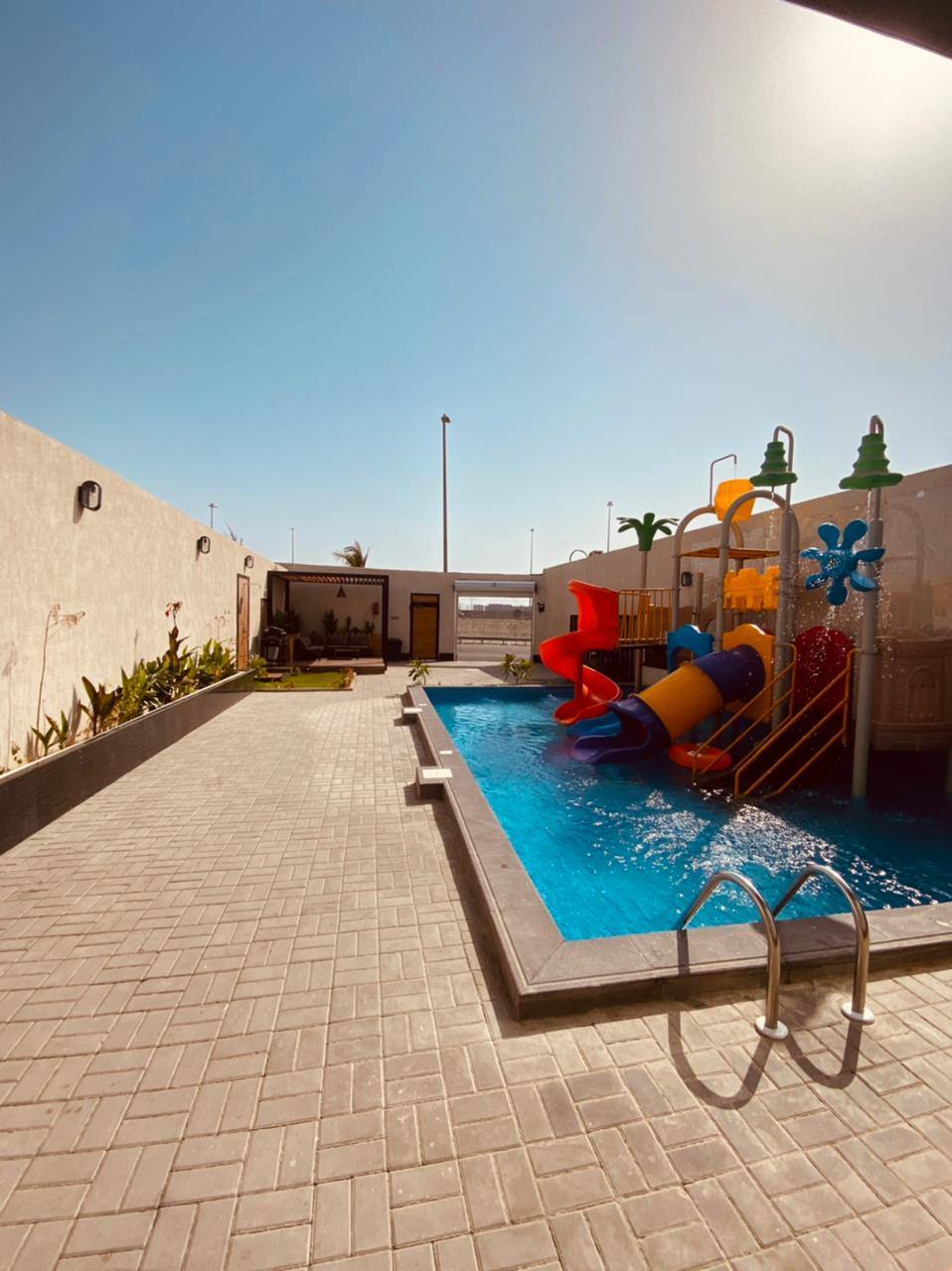 Chalet with water games