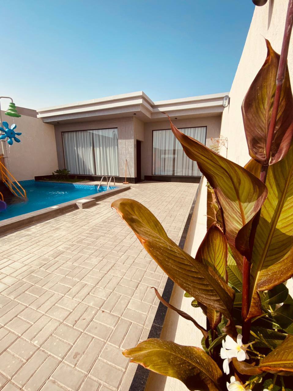 Chalet with water games