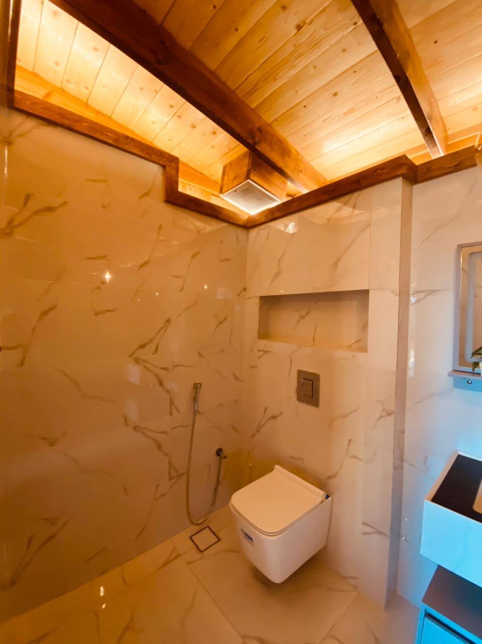 Rustic cottage with garden and pool view