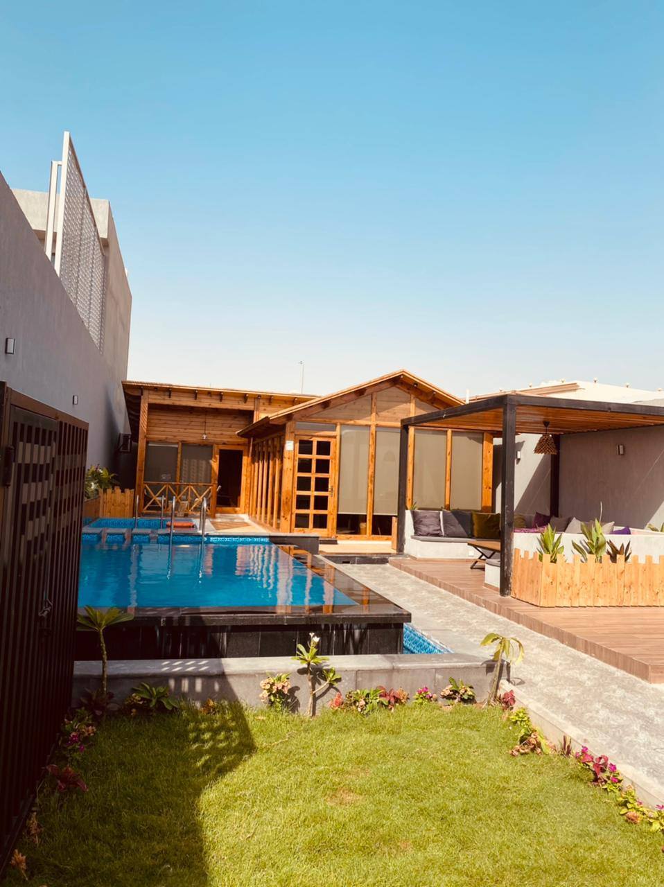 Rustic cottage with garden and pool view