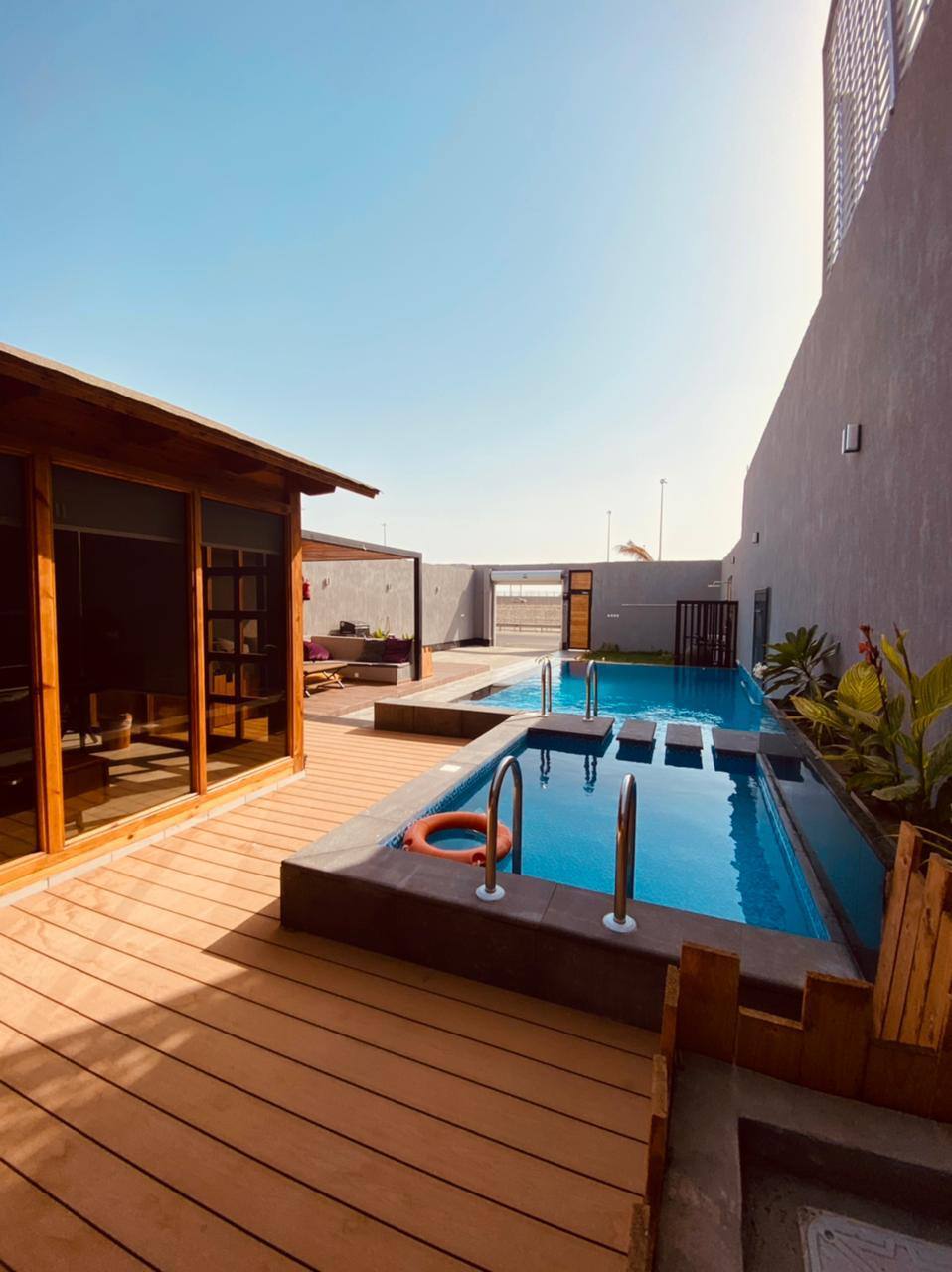 Rustic cottage with garden and pool view