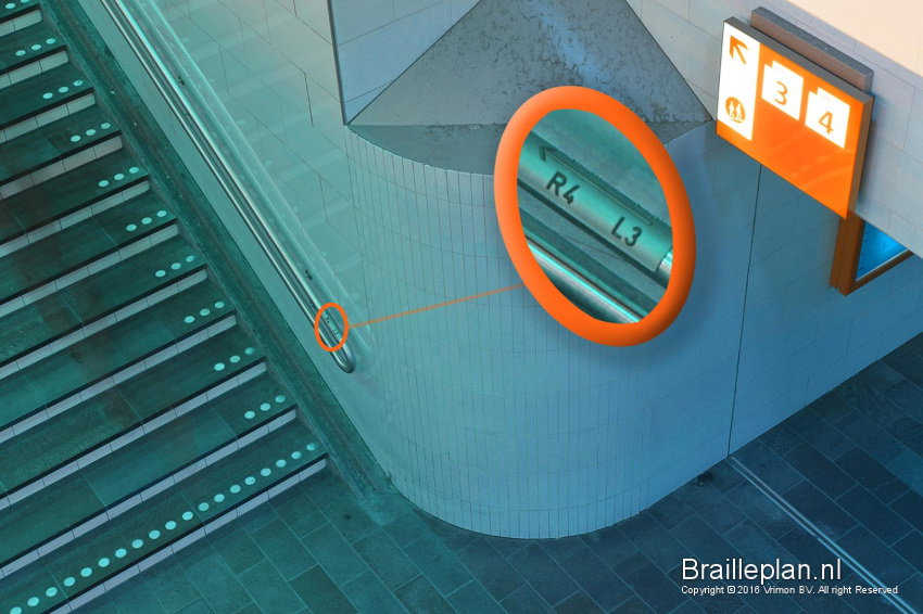 Braille handrail signs