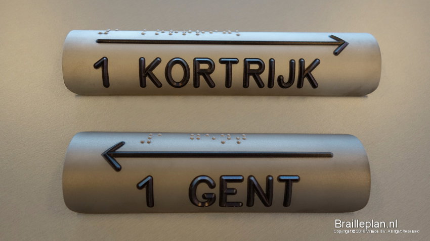 Braille handrail signs