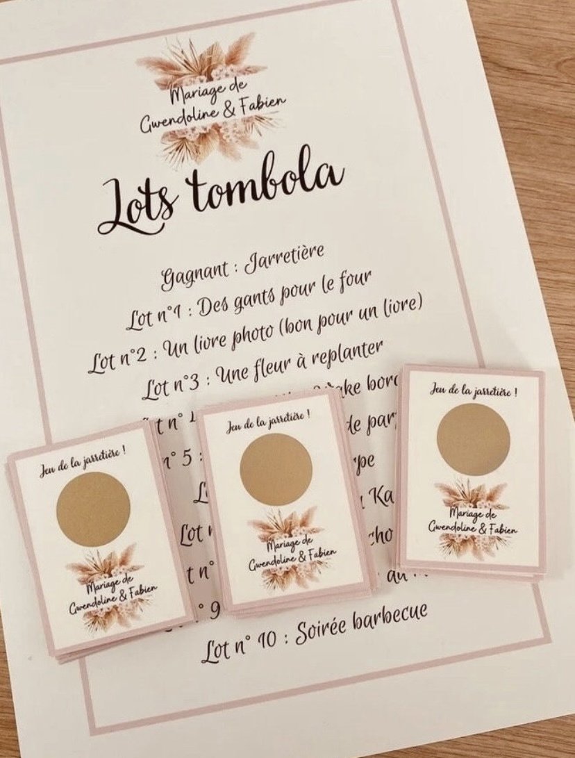 Tombola - Carte à gratter personnalisable