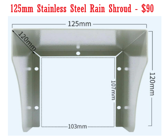 125mm Stainless Rain Cover Shroud for Keypad, Intercom, Card Reader, Access Control - $90