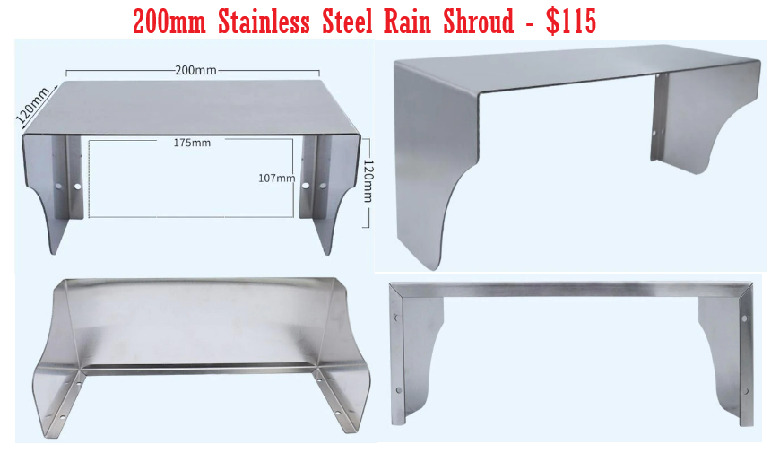 200mm Stainless Rain Cover Shroud for Keypad, Intercom, Card Reader, Access Control - $115