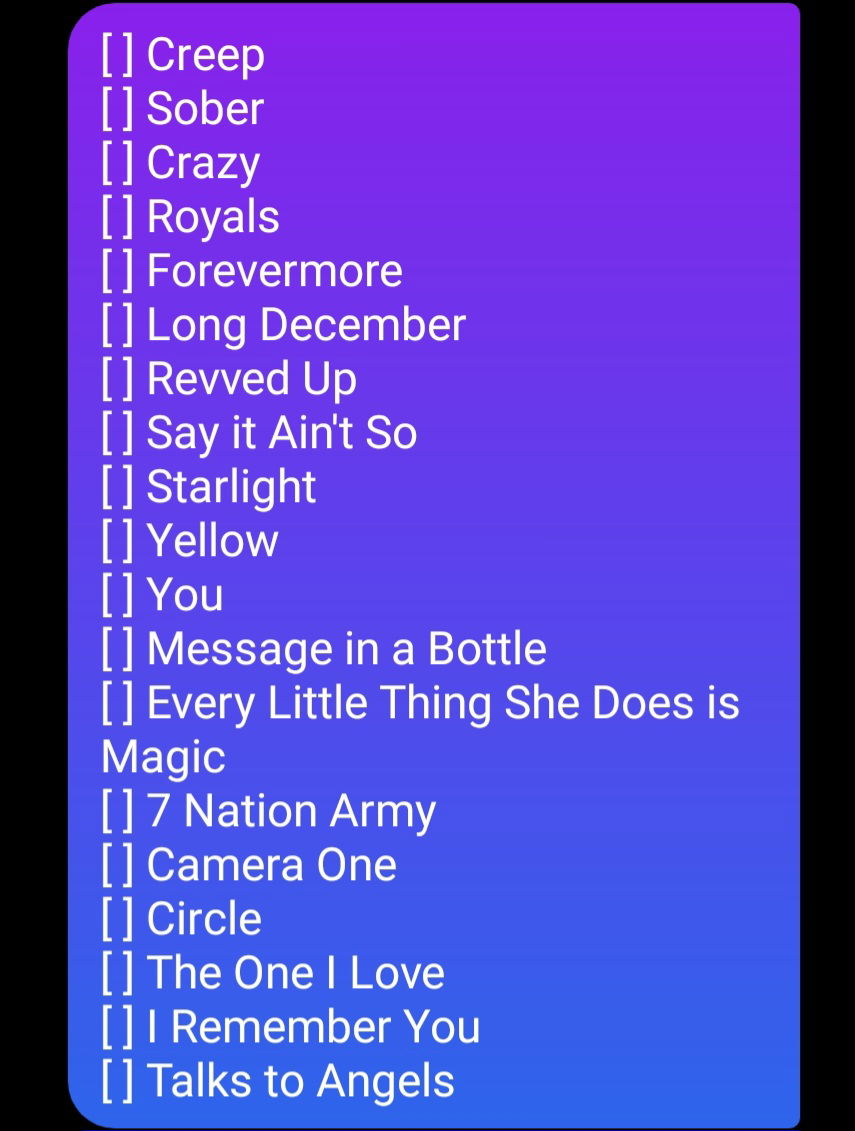 Set List Examples Ken Sinclair Music