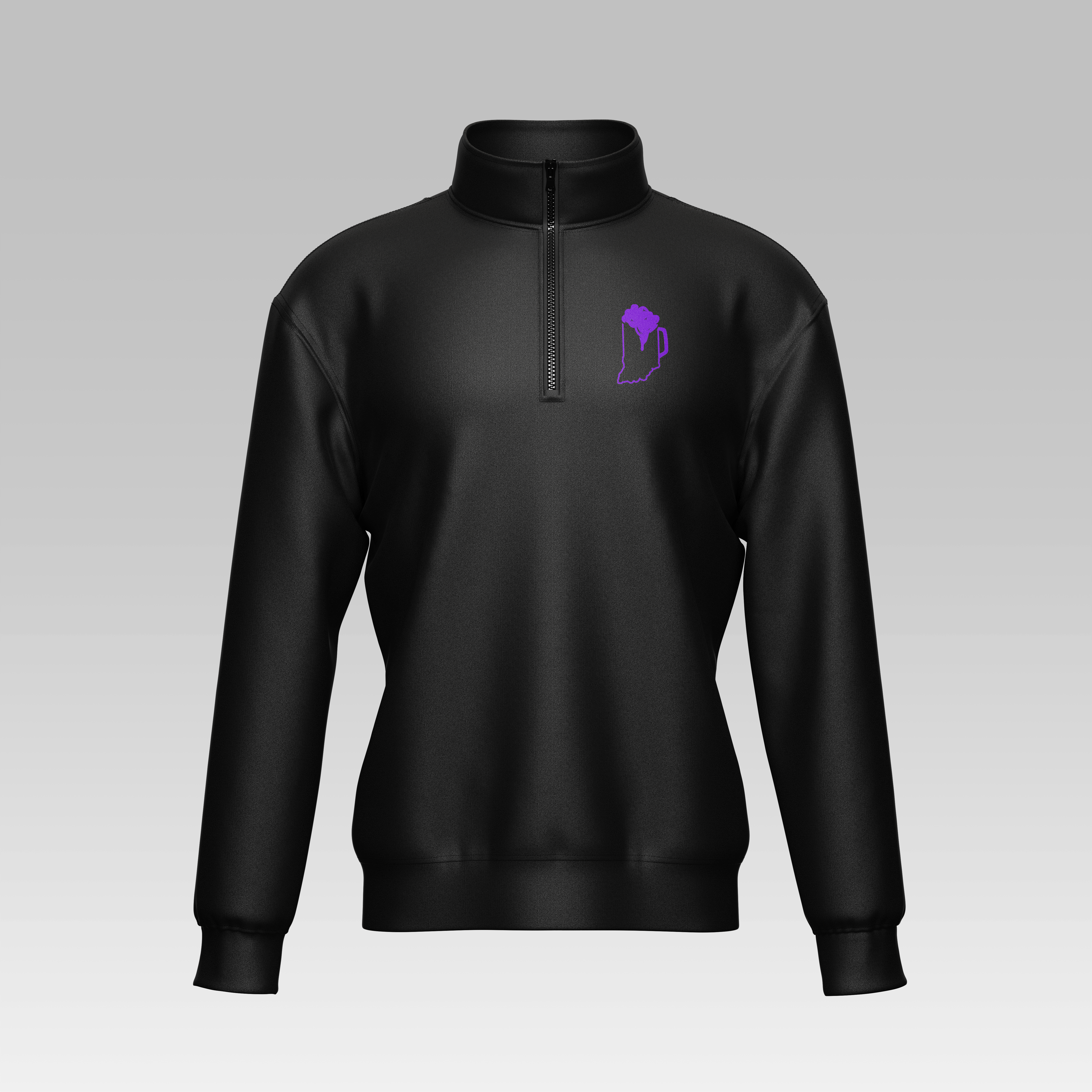 Black Quarter Zip with Purple Logo - Indiana Pub Trivia