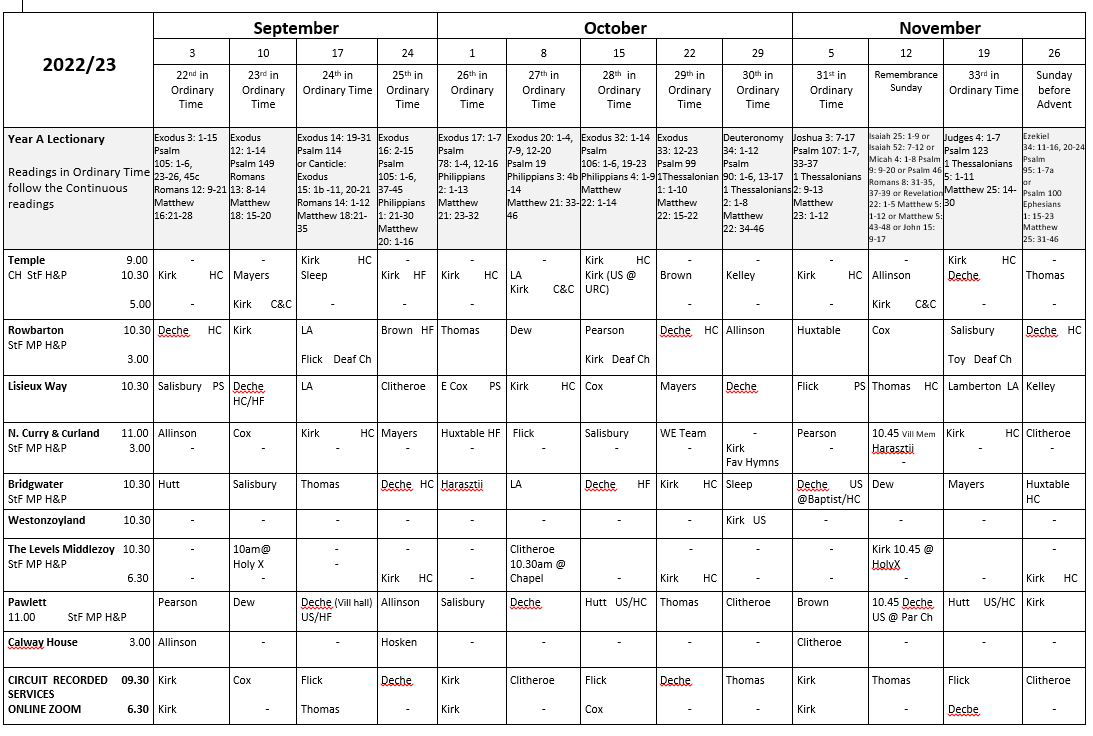 Quarterly Preaching Plan - Taunton Deane & South Sedgemoor Methodist ...