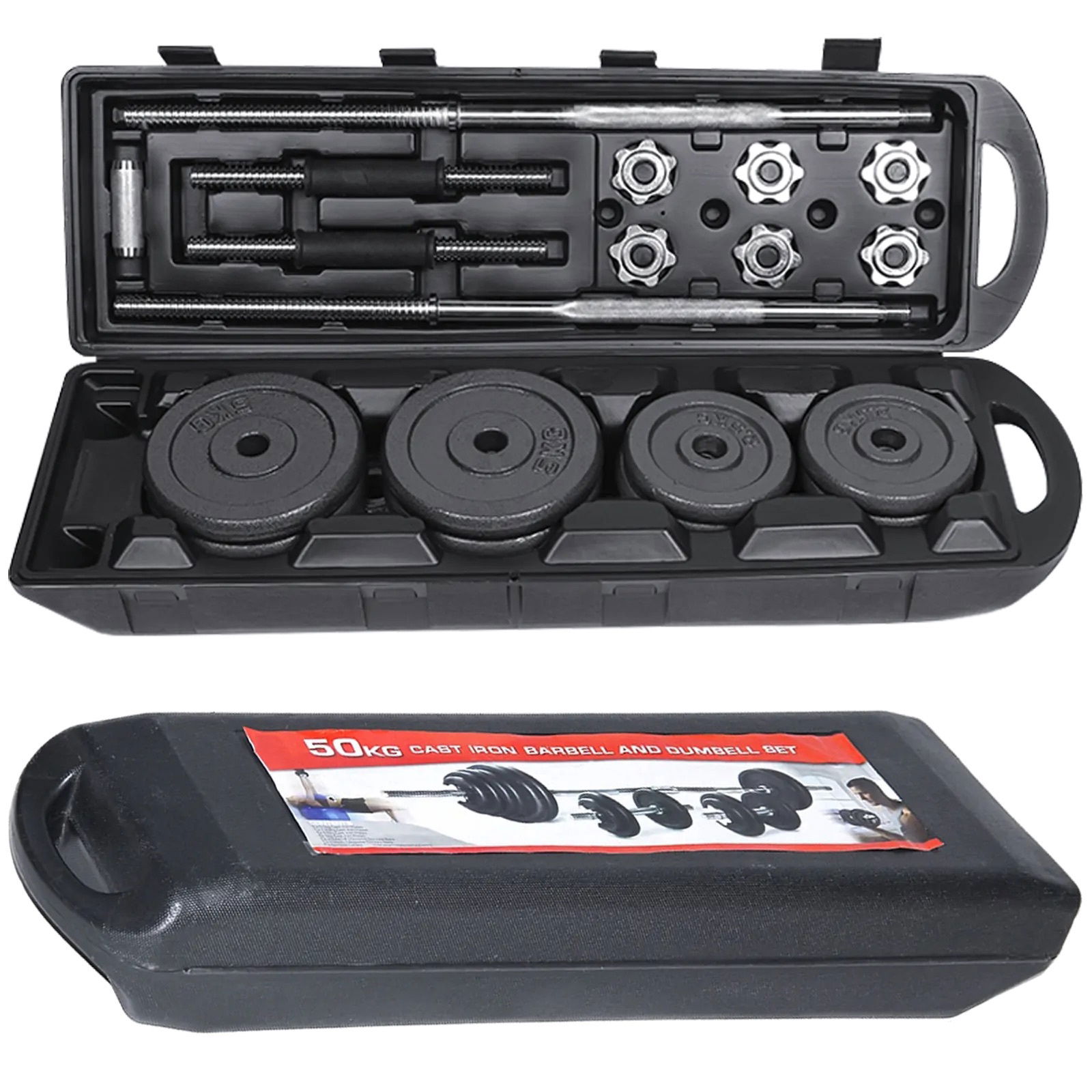 York Fitness 50kg Dumbbell And Barbell Set York Fitness 50kg