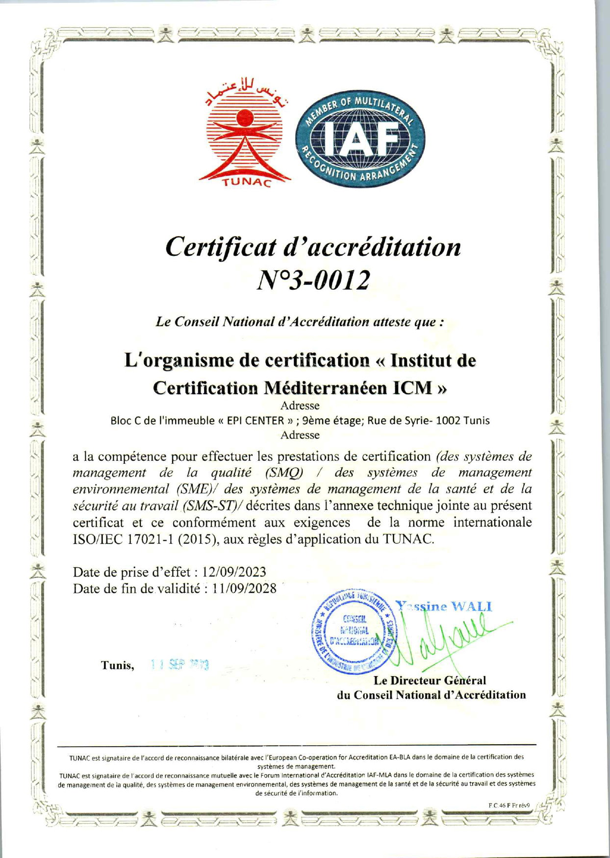 CERTIFICAT