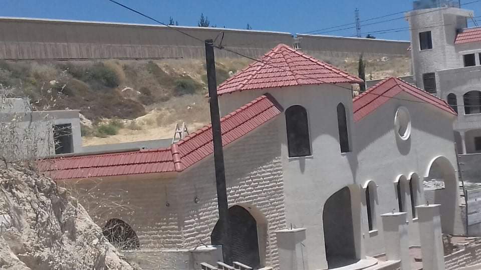 A group of brick umbrellas