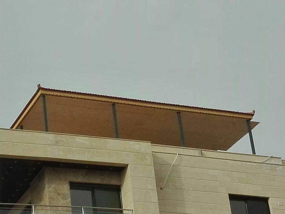 A group of brick umbrellas