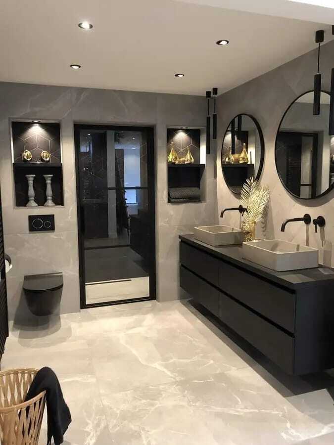 "Enjoy a masterpiece in every corner of your bathroom with our exquisite designs." Modern bathroom decorations and accessories.