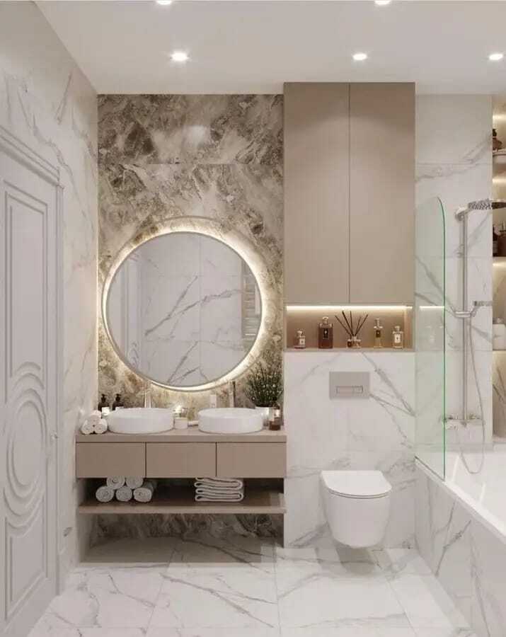 "Enjoy a masterpiece in every corner of your bathroom with our exquisite designs." Modern bathroom decorations and accessories.