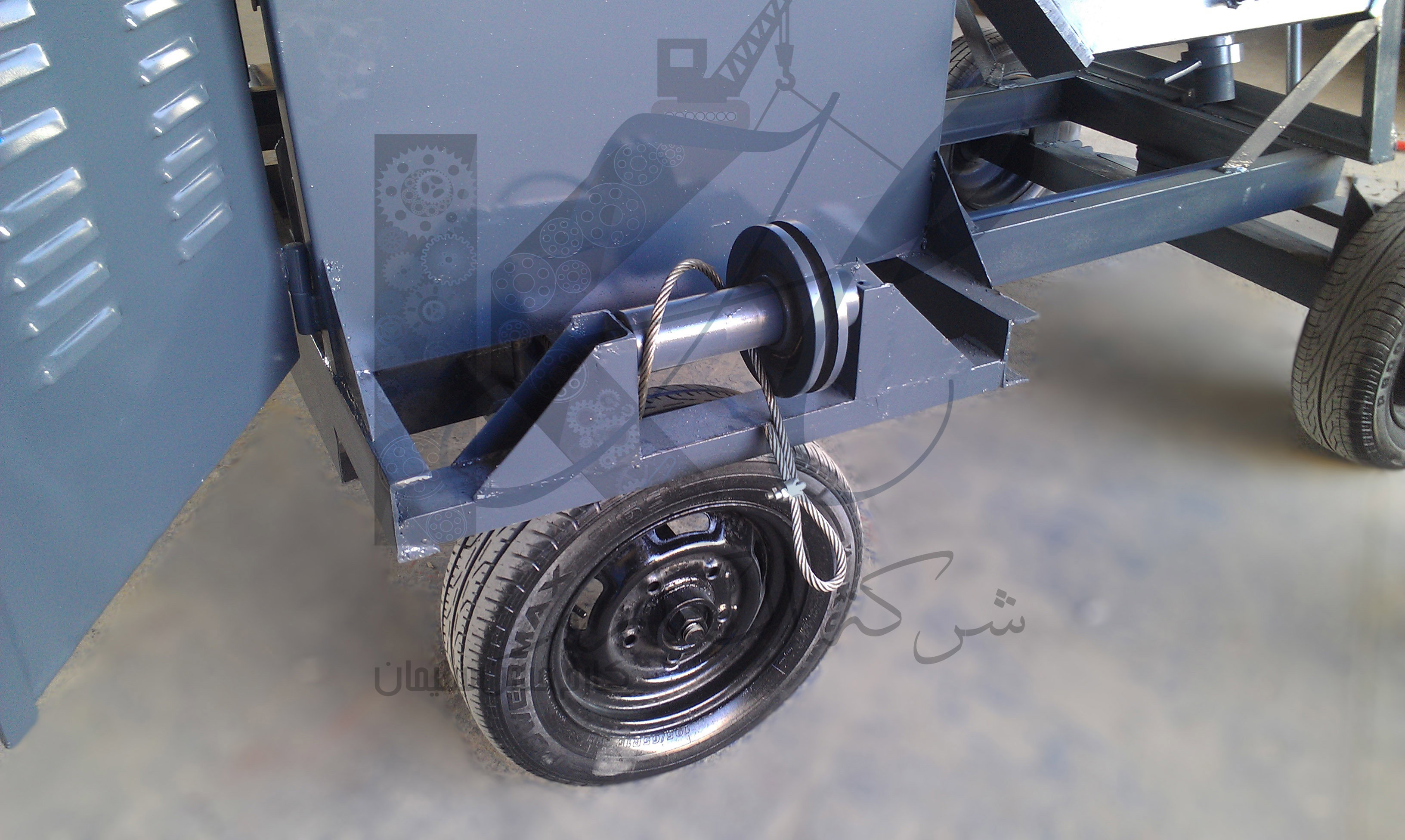 Large concrete mixer with crane