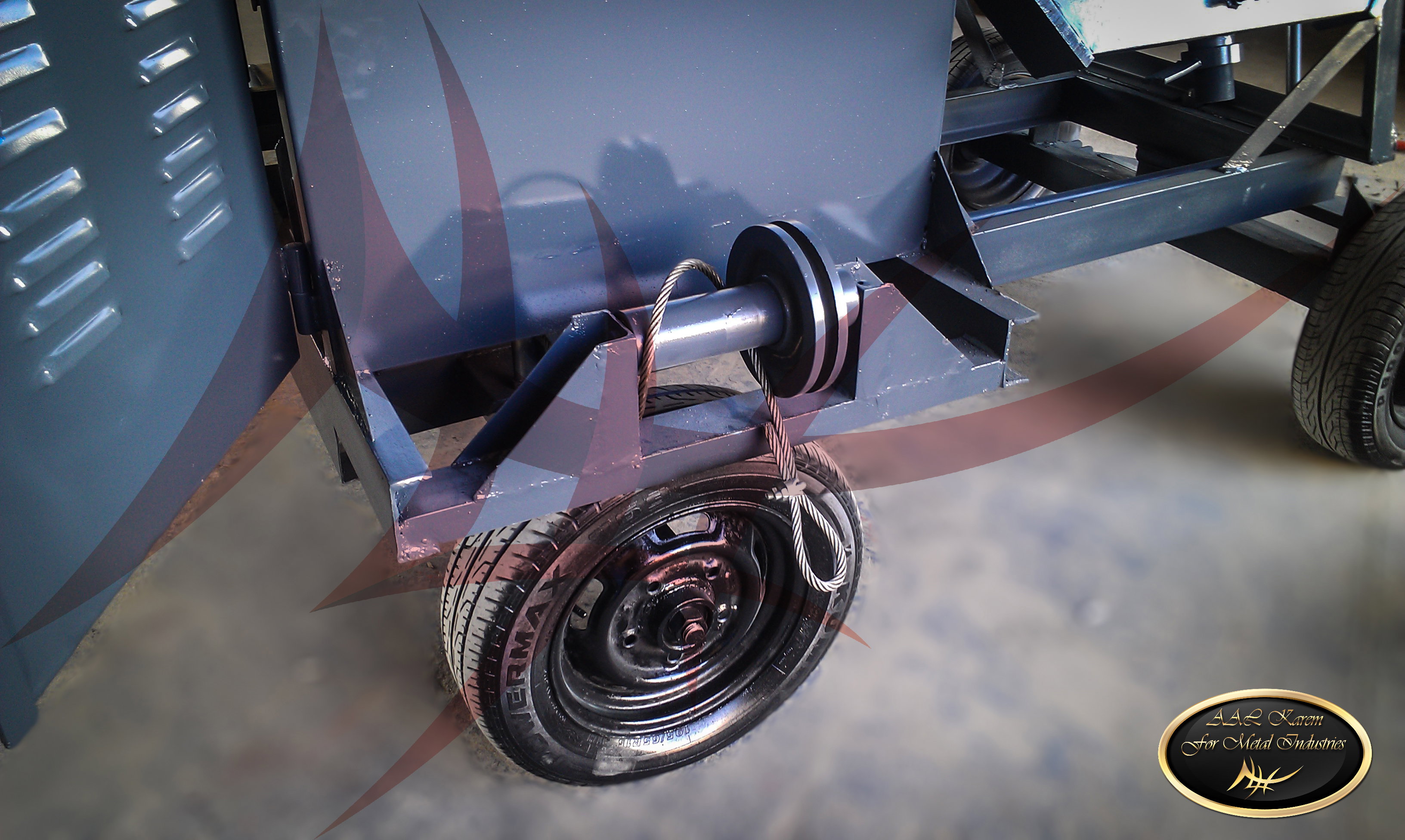 Large concrete mixer with crane