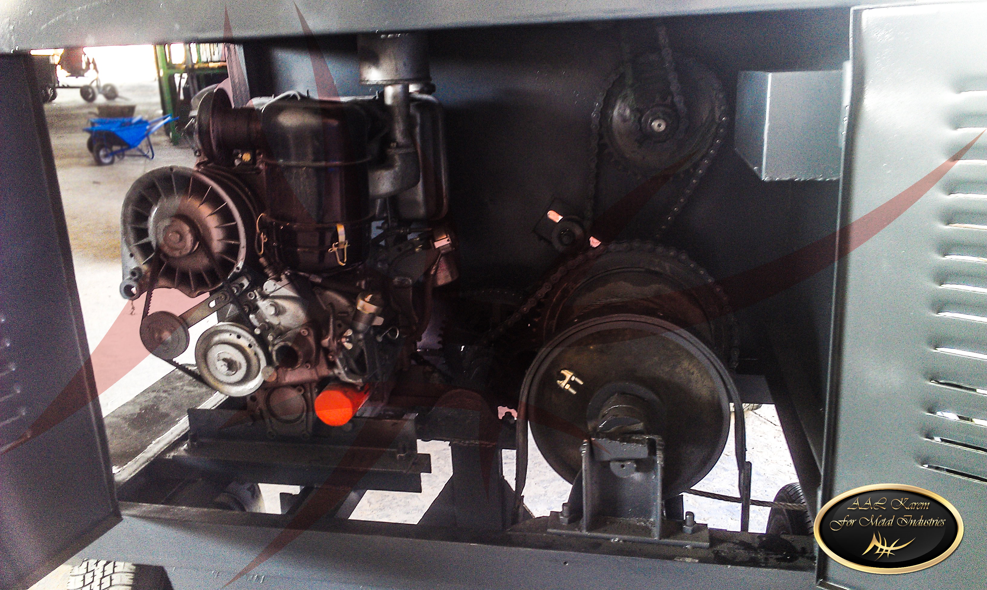 Large concrete mixer with crane