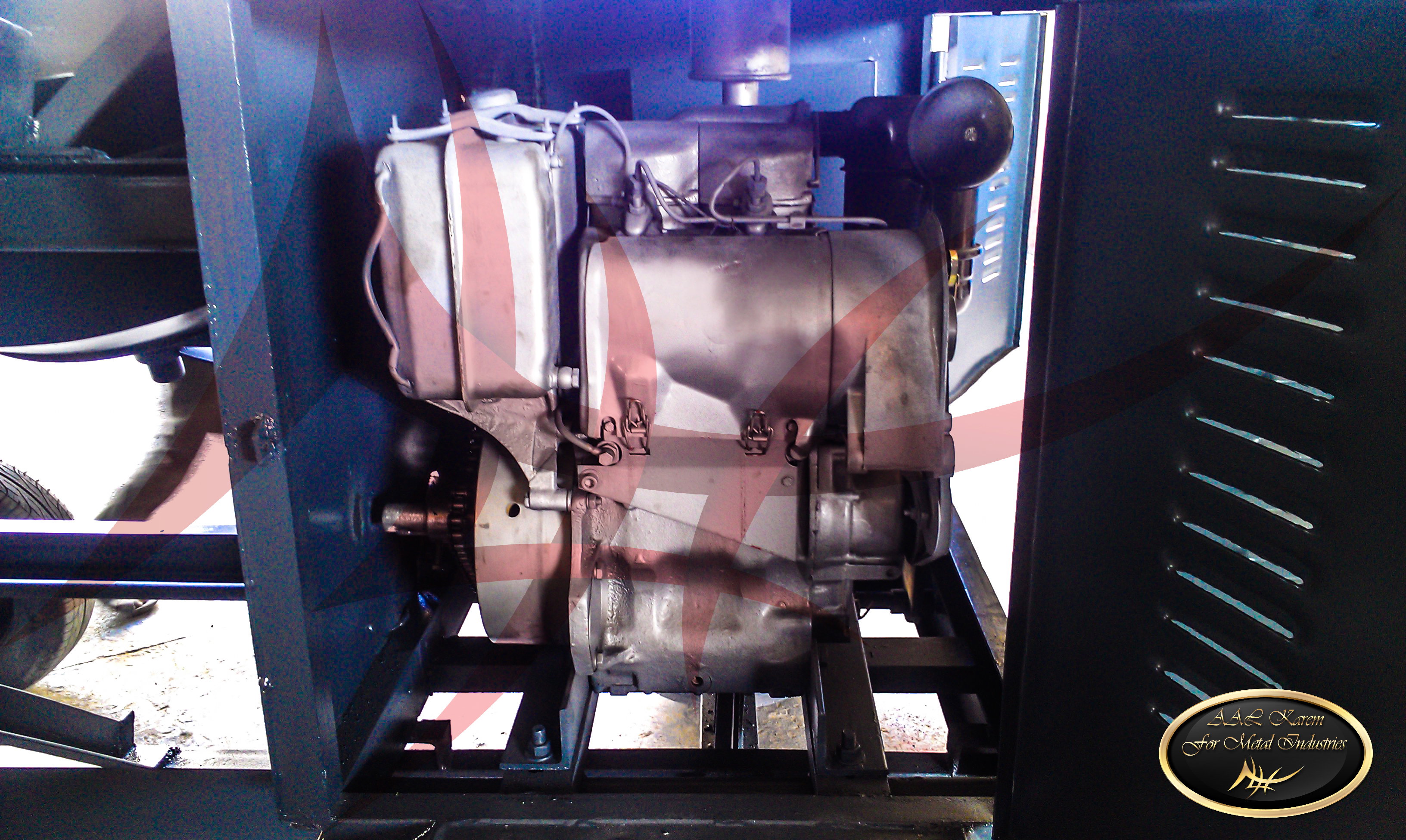 Large concrete mixer with crane