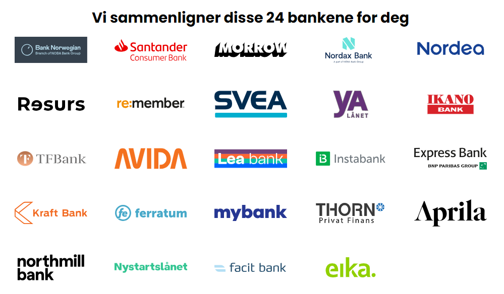 24 banker som tilbyr refinansiering i Norge