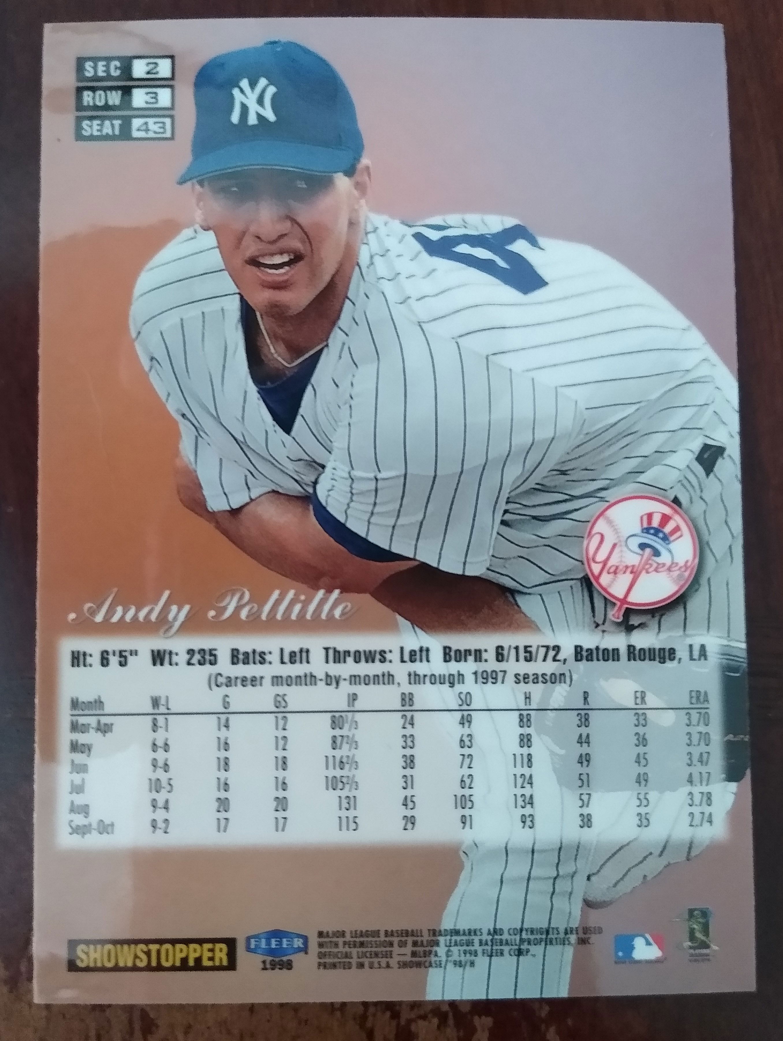 Andy Pettitte Autographed Baseball Card